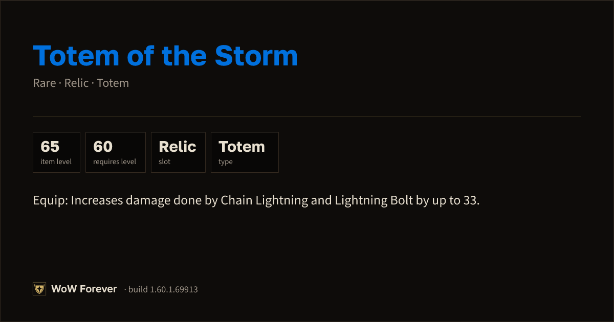 The preview card for Totem of the Storm (Binds when equipped)