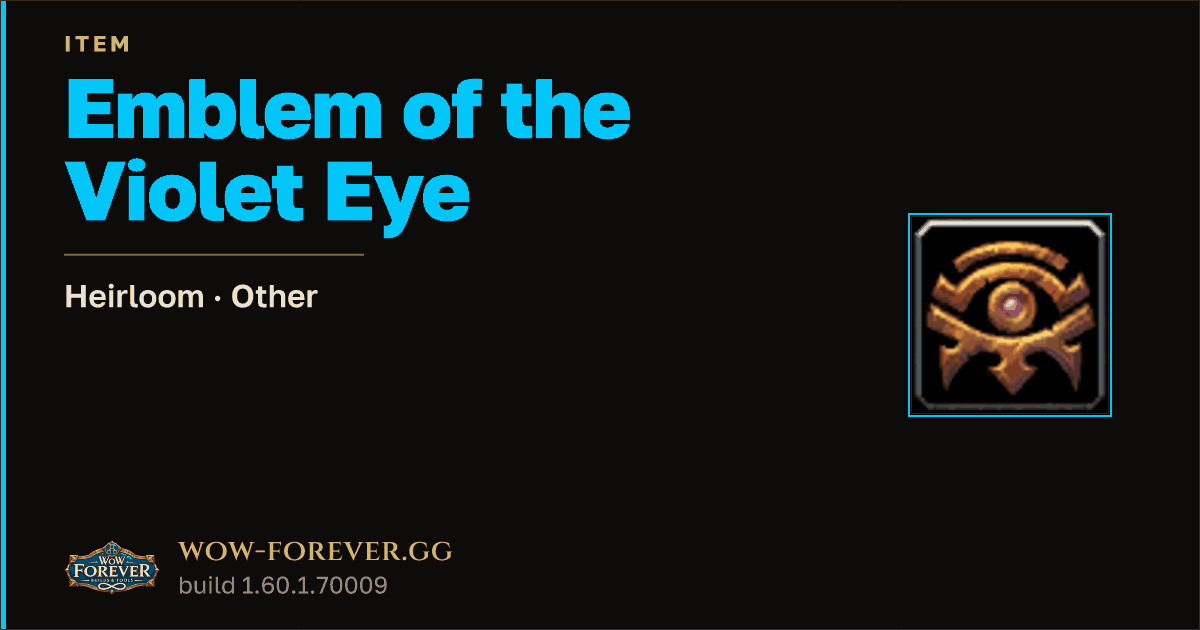 The preview card for Emblem of the Violet Eye - Heirloom Trade Good