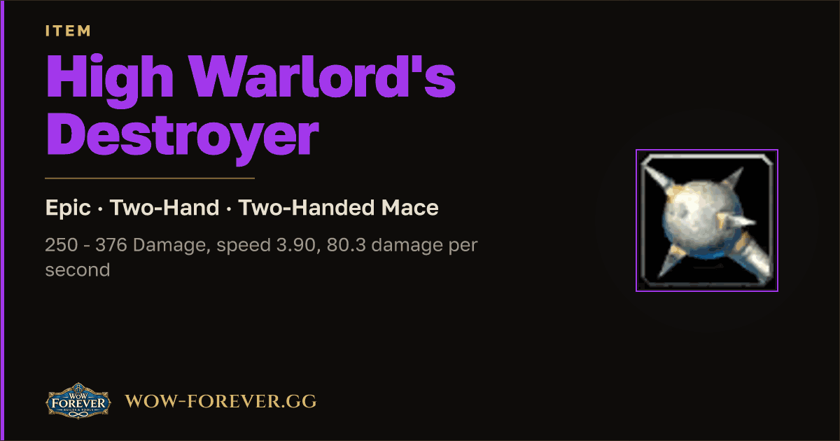 The preview card for High Warlord's Destroyer
