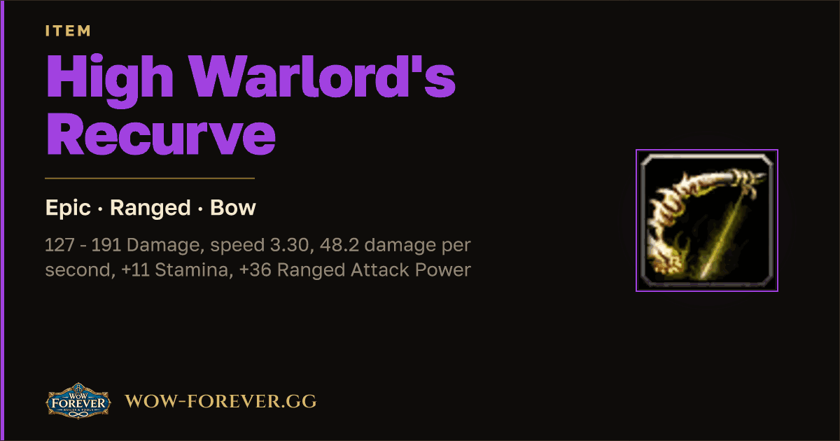 The preview card for High Warlord's Recurve