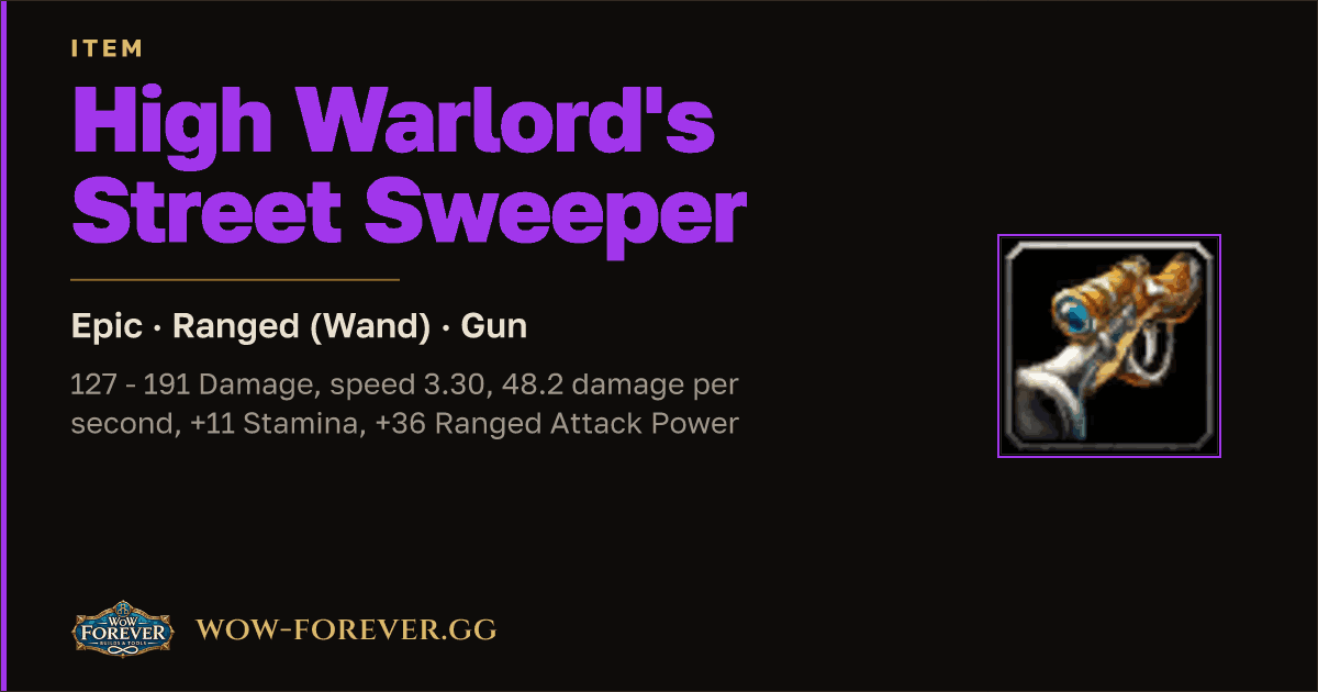 The preview card for High Warlord's Street Sweeper