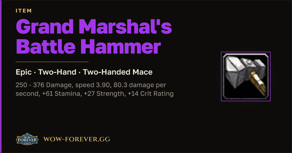 The preview card for Grand Marshal's Battle Hammer