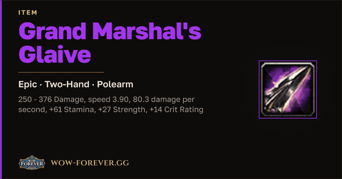 The preview card for Grand Marshal's Glaive