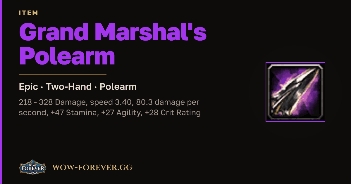 The preview card for Grand Marshal's Polearm
