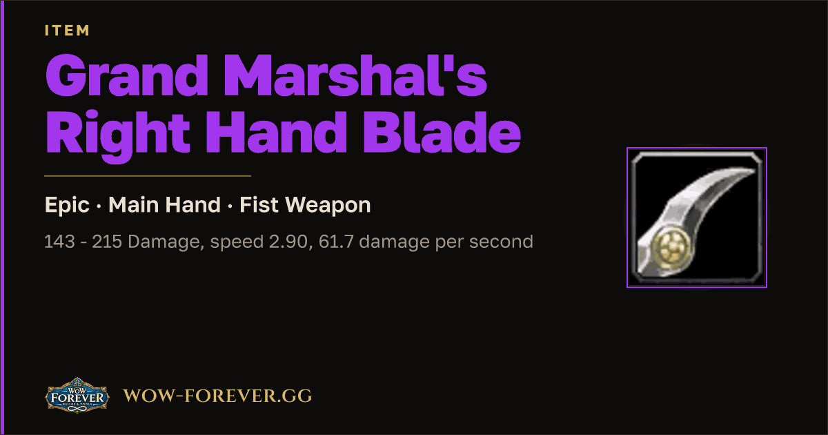 The preview card for Grand Marshal's Right Hand Blade