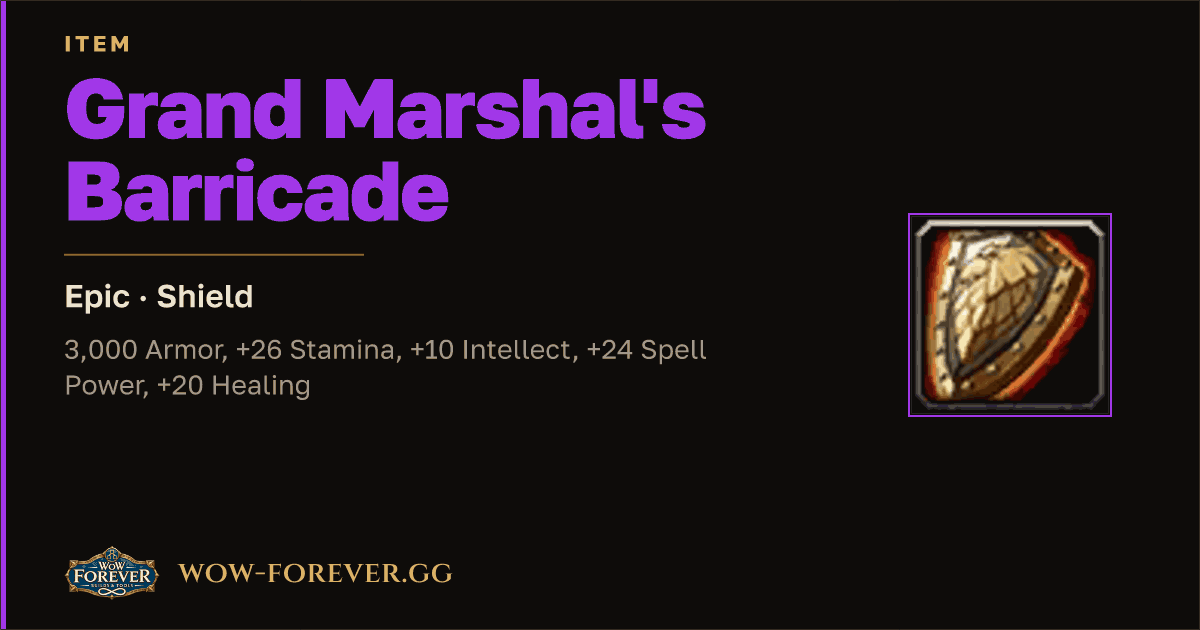 The preview card for Grand Marshal's Barricade