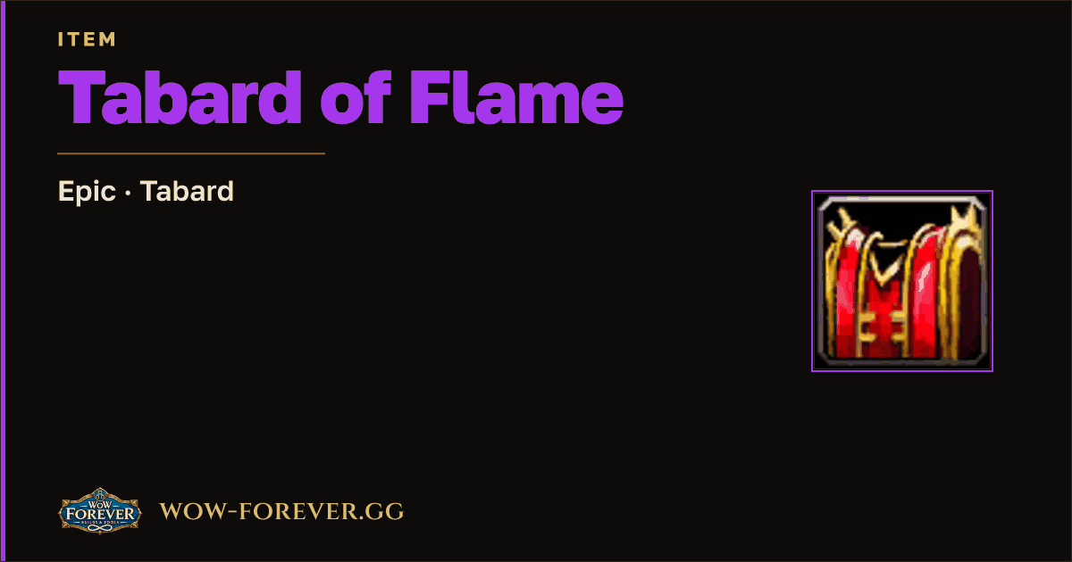 The preview card for Tabard of Flame