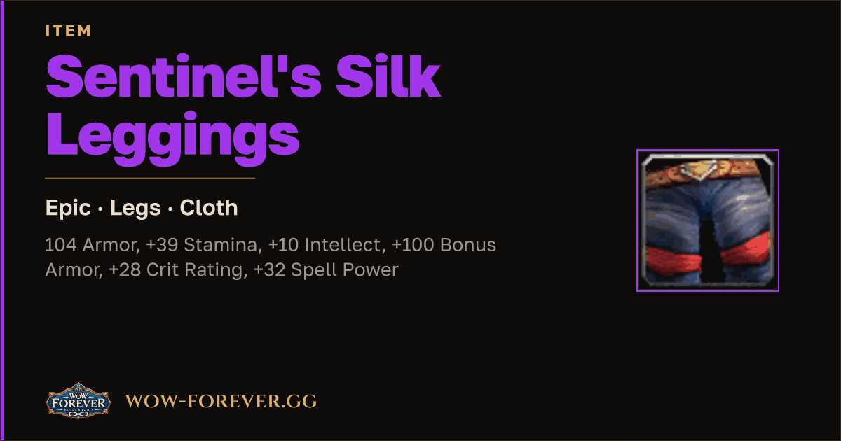 The preview card for Sentinel's Silk Leggings