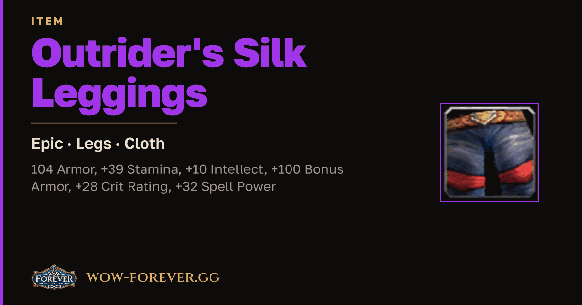 The preview card for Outrider's Silk Leggings