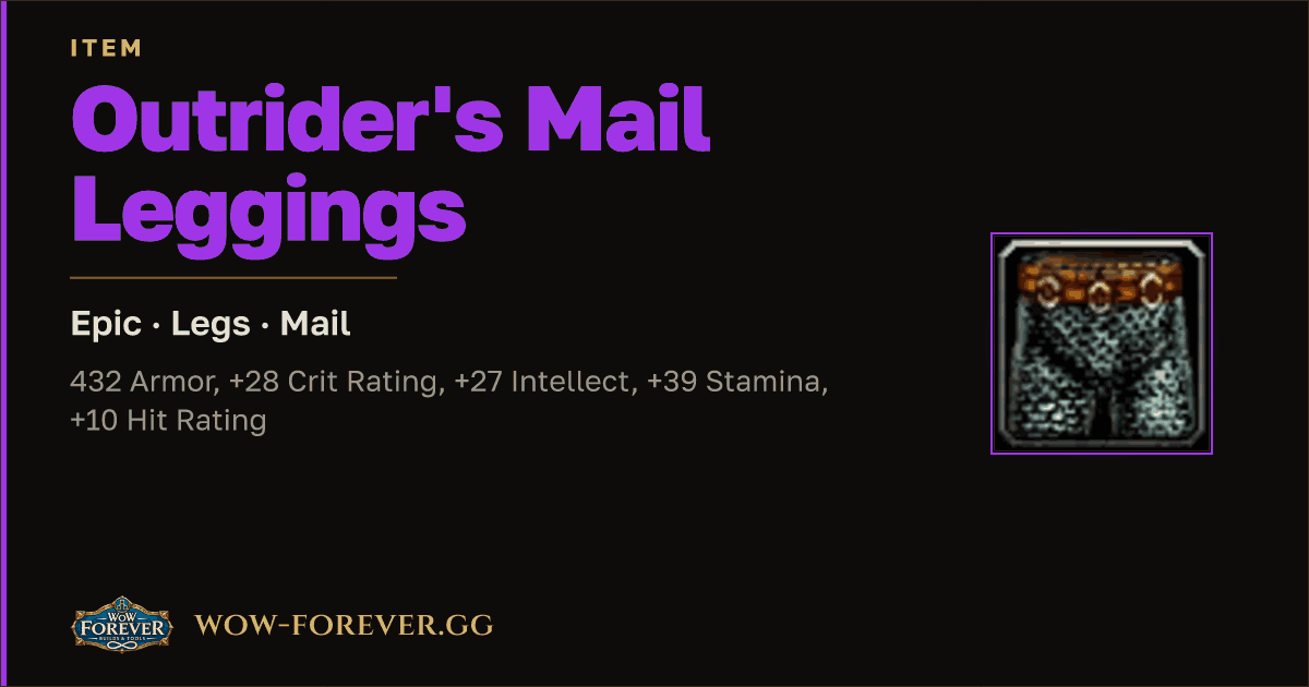 The preview card for Outrider's Mail Leggings