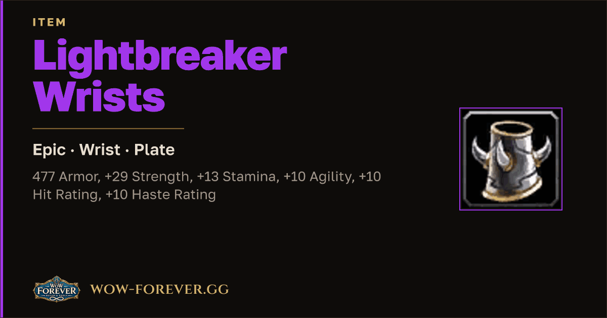 The preview card for Lightbreaker Wrists