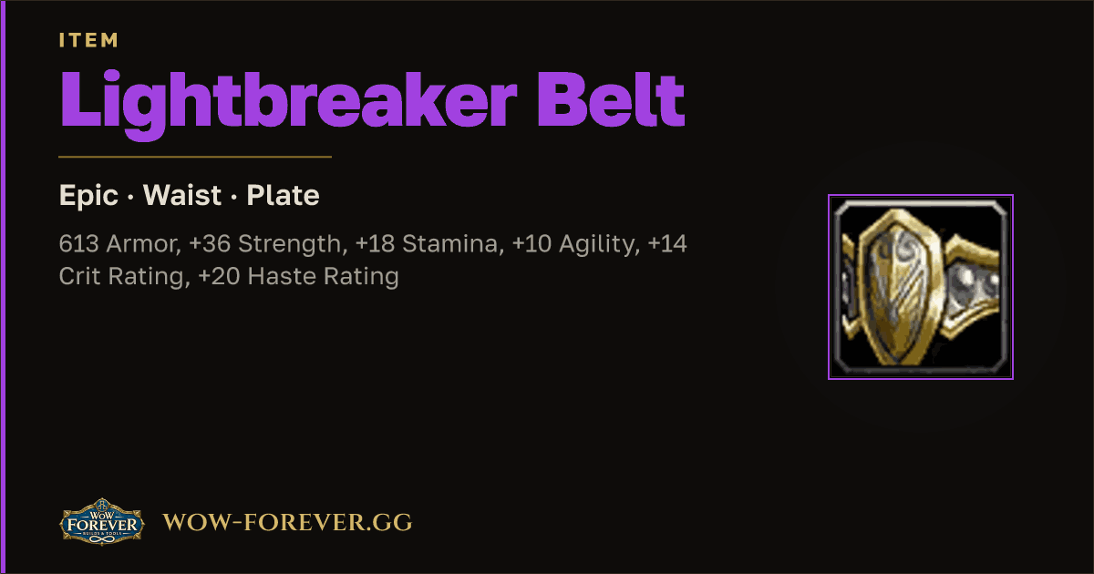 The preview card for Lightbreaker Belt