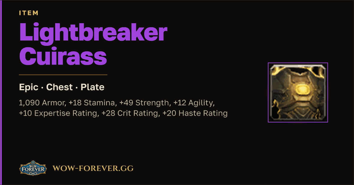 The preview card for Lightbreaker Cuirass