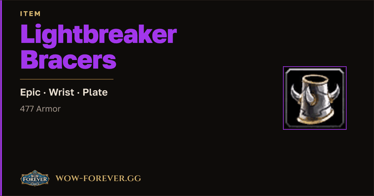 The preview card for Lightbreaker Bracers