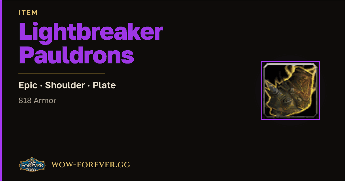 The preview card for Lightbreaker Pauldrons