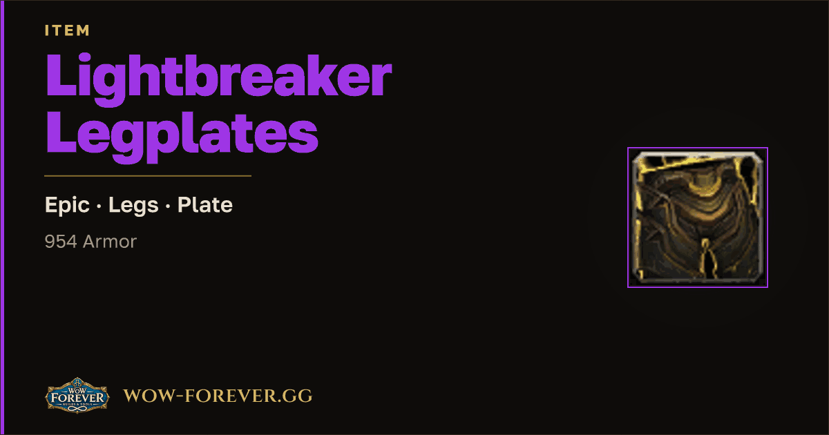 The preview card for Lightbreaker Legplates