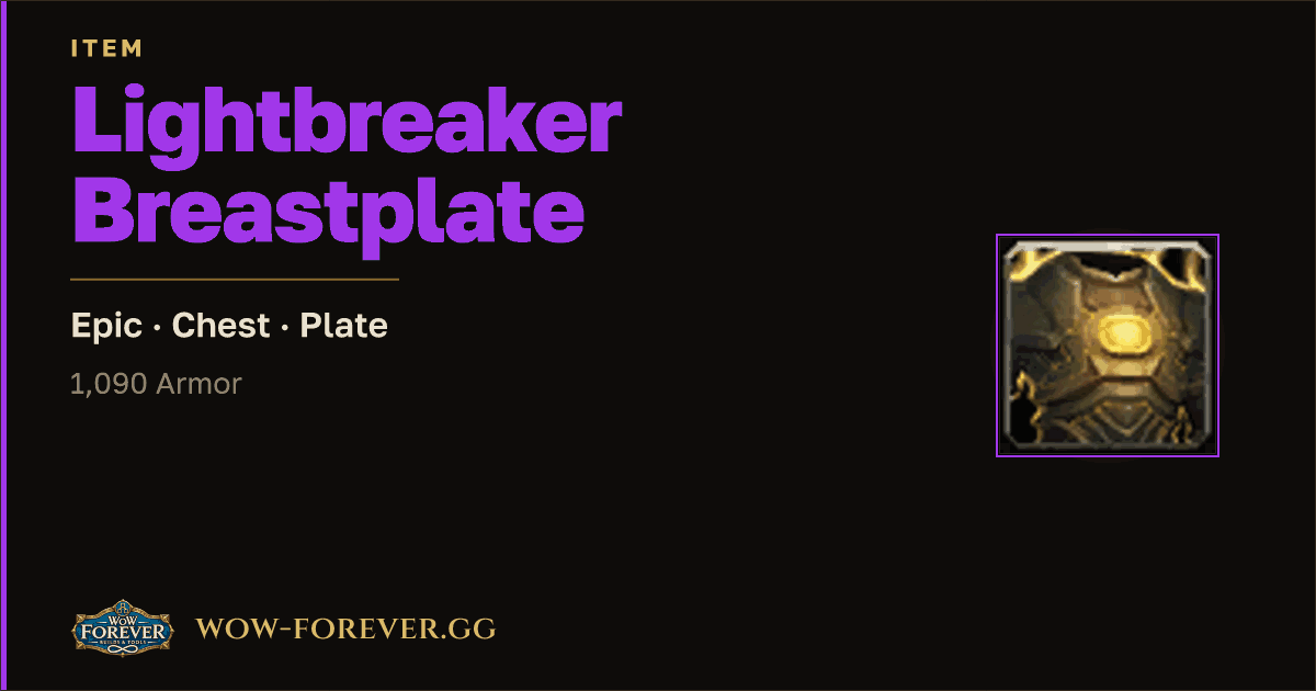 The preview card for Lightbreaker Breastplate