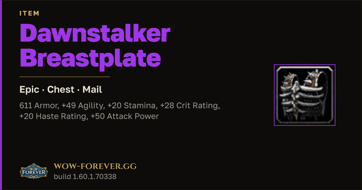 The preview card for Dawnstalker Breastplate