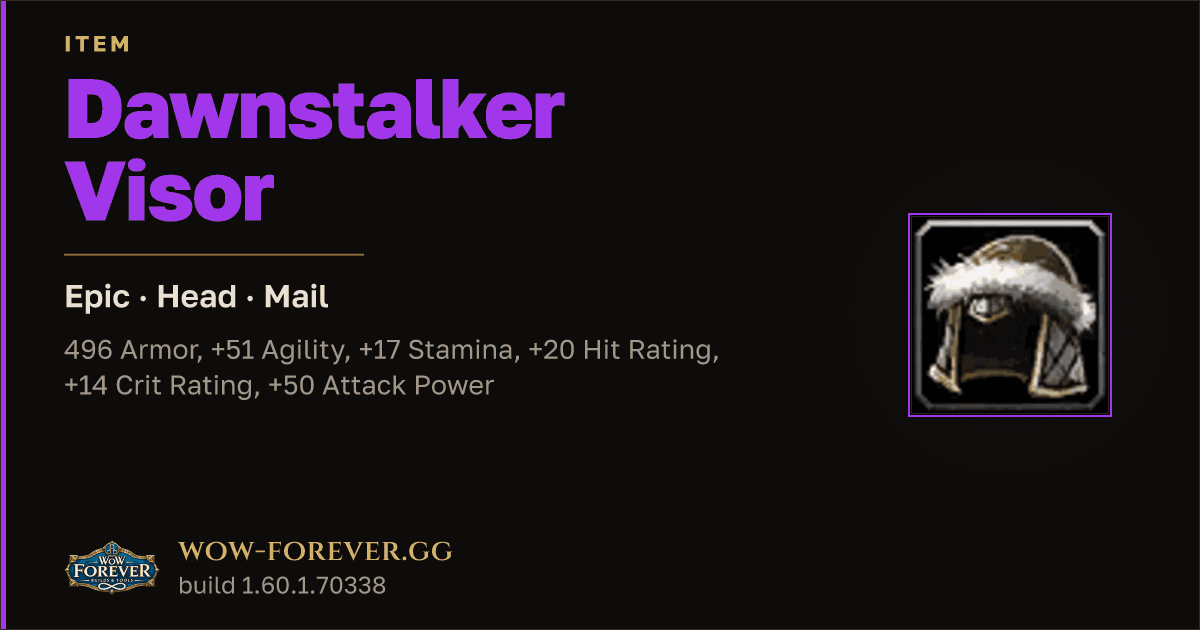 The preview card for Dawnstalker Visor
