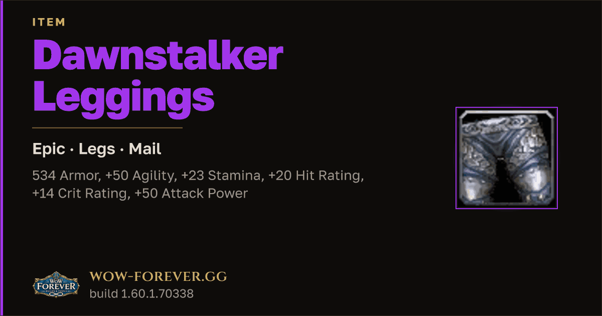 The preview card for Dawnstalker Leggings