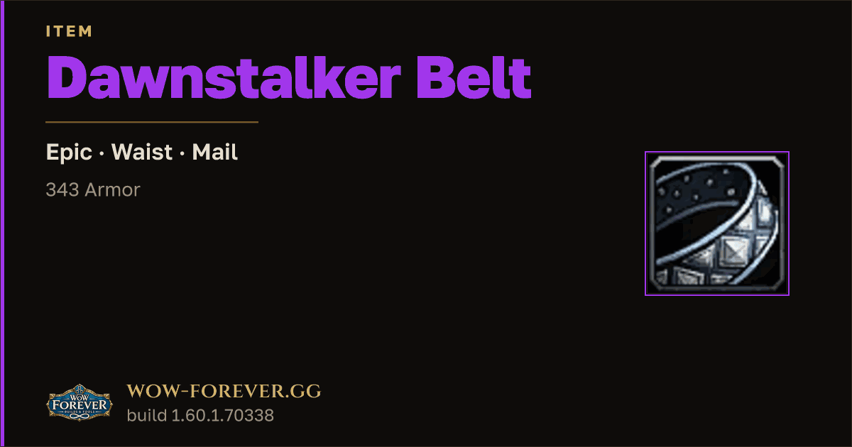 The preview card for Dawnstalker Belt