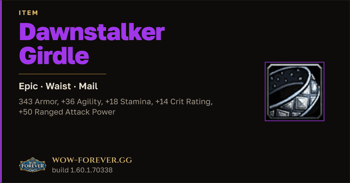 The preview card for Dawnstalker Girdle