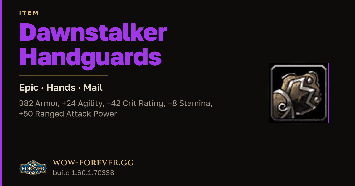 The preview card for Dawnstalker Handguards