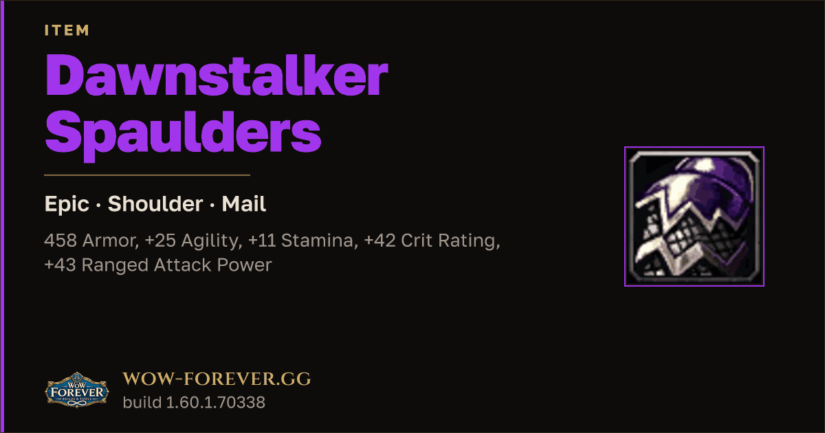 The preview card for Dawnstalker Spaulders