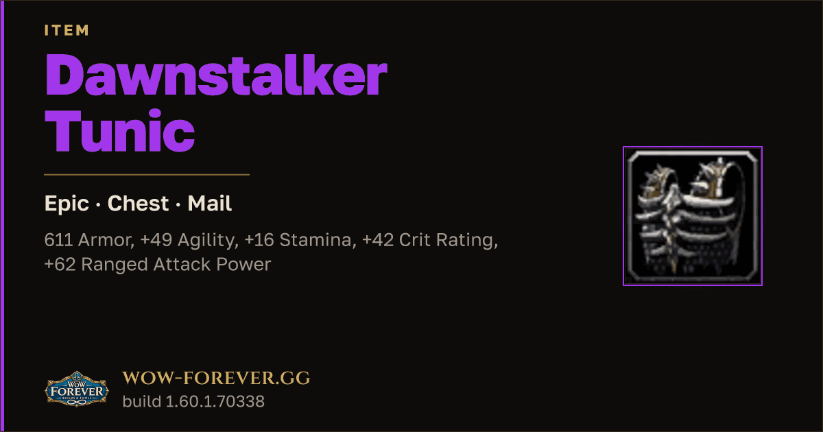 The preview card for Dawnstalker Tunic
