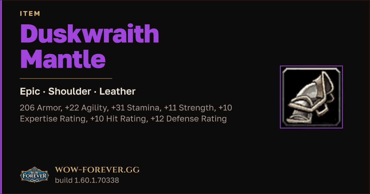 The preview card for Duskwraith Mantle