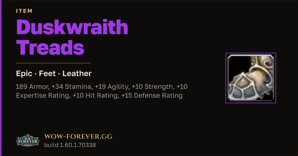 The preview card for Duskwraith Treads