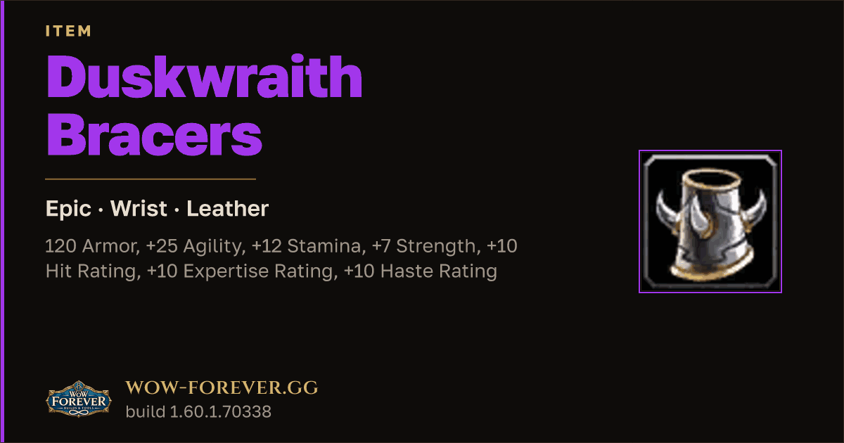 The preview card for Duskwraith Bracers