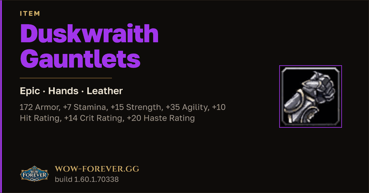 The preview card for Duskwraith Gauntlets