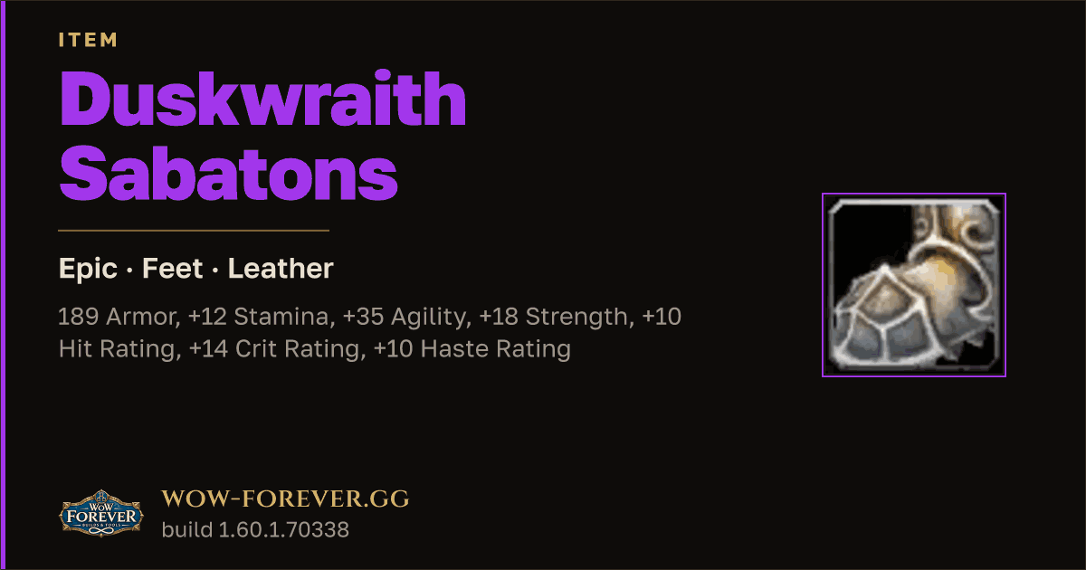 The preview card for Duskwraith Sabatons