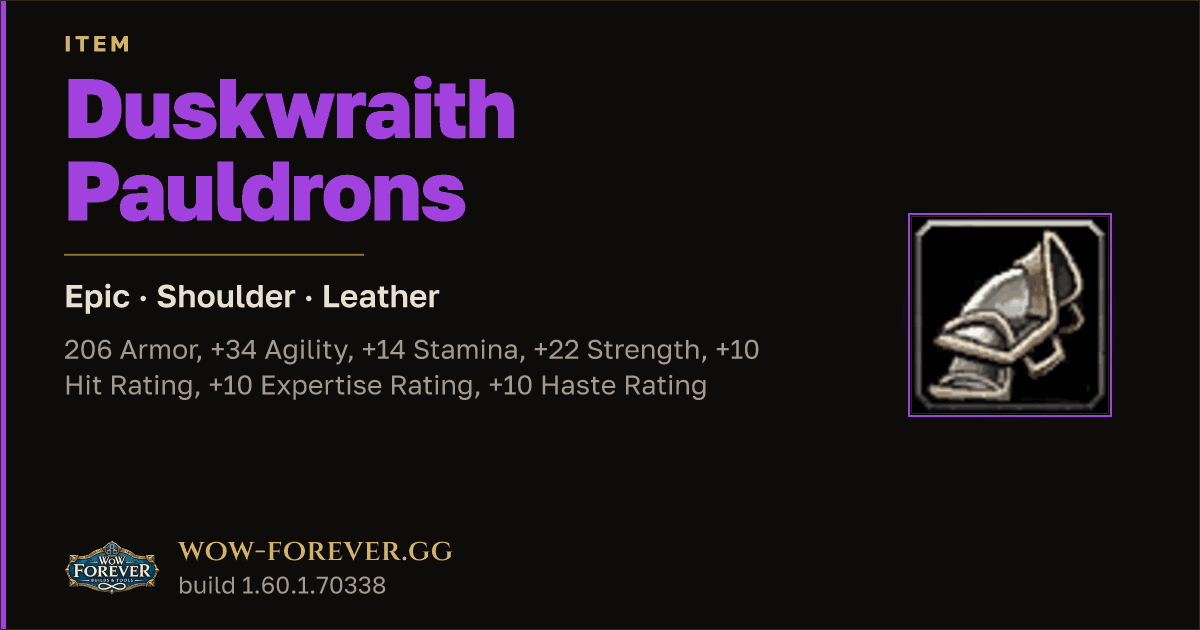 The preview card for Duskwraith Pauldrons
