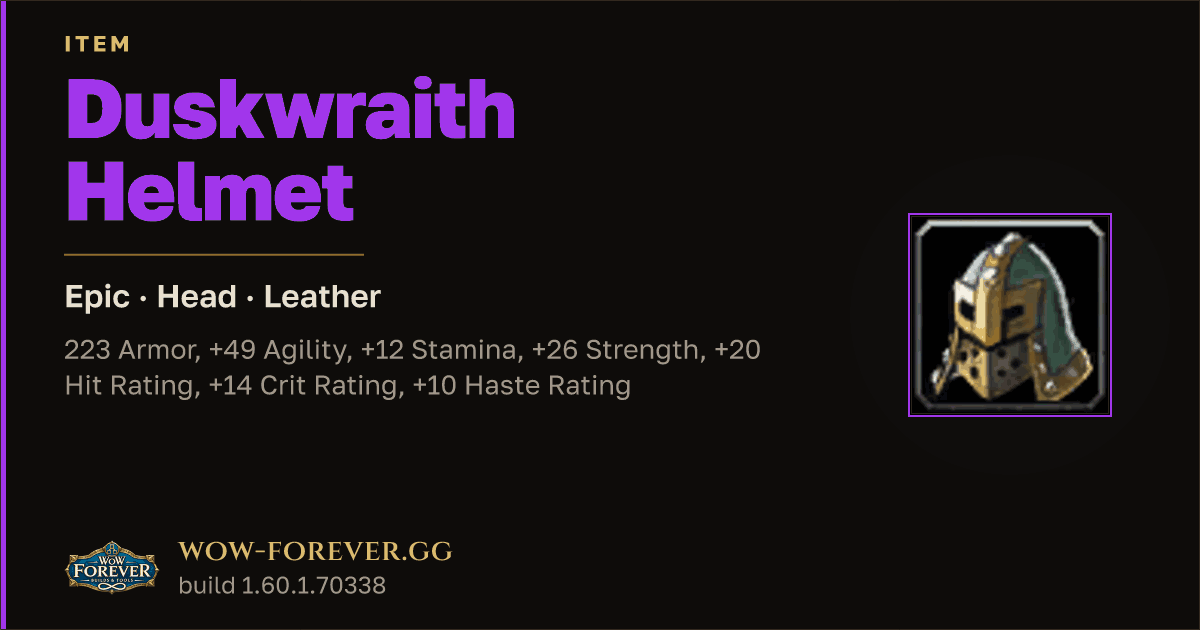 The preview card for Duskwraith Helmet