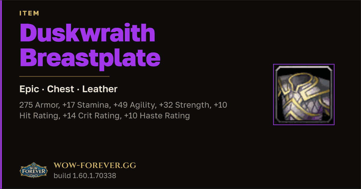 The preview card for Duskwraith Breastplate