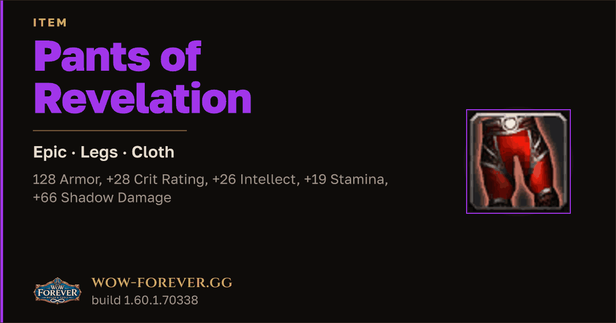The preview card for Pants of Revelation