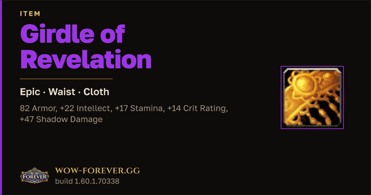 The preview card for Girdle of Revelation