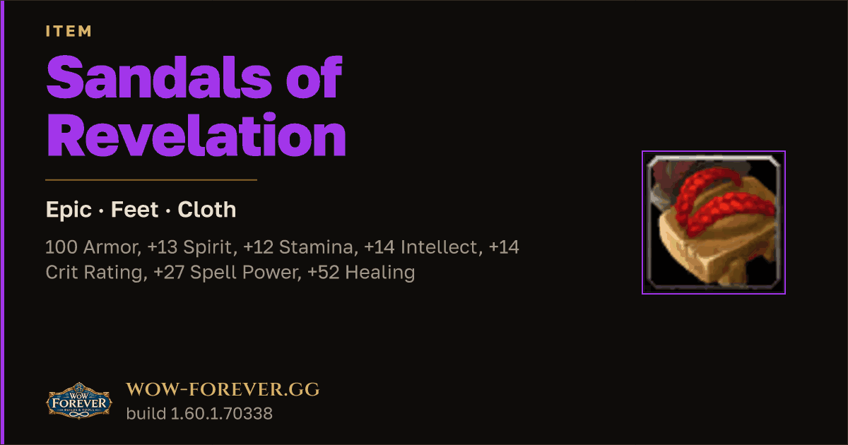 The preview card for Sandals of Revelation