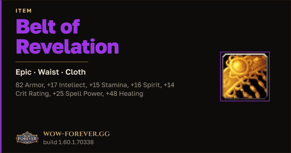 The preview card for Belt of Revelation