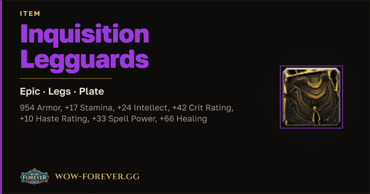 The preview card for Inquisition Legguards