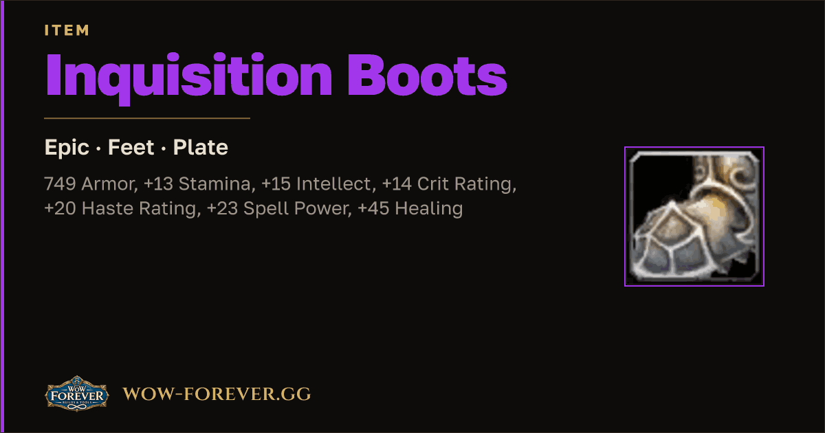 The preview card for Inquisition Boots
