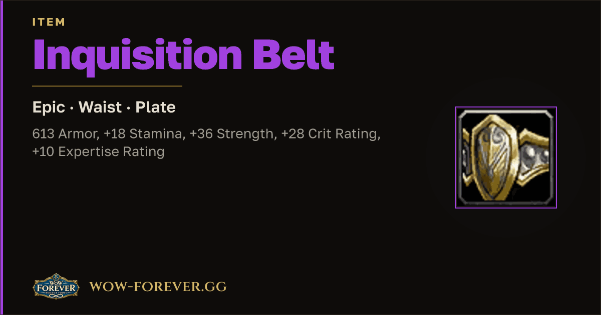 The preview card for Inquisition Belt