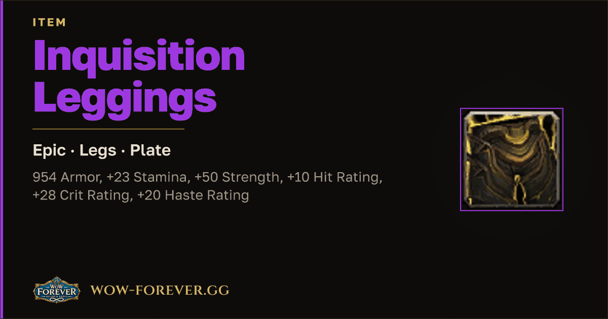 The preview card for Inquisition Leggings