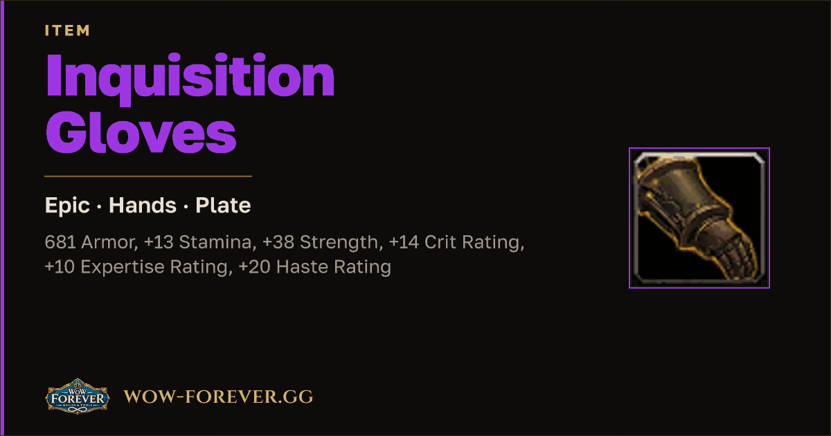 The preview card for Inquisition Gloves