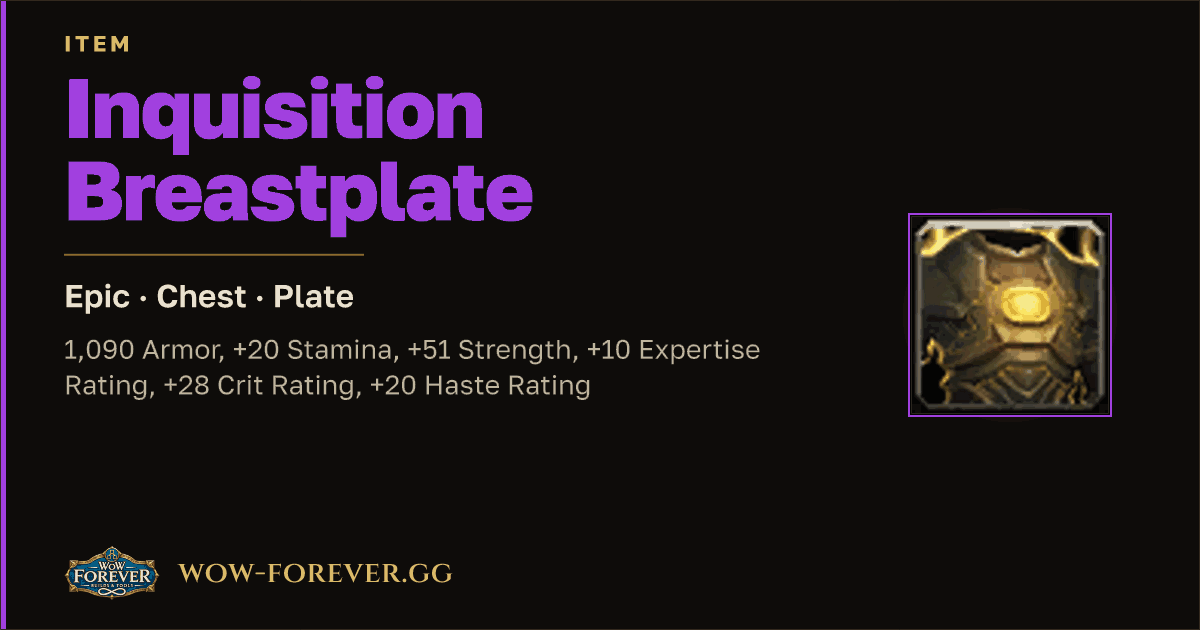 The preview card for Inquisition Breastplate