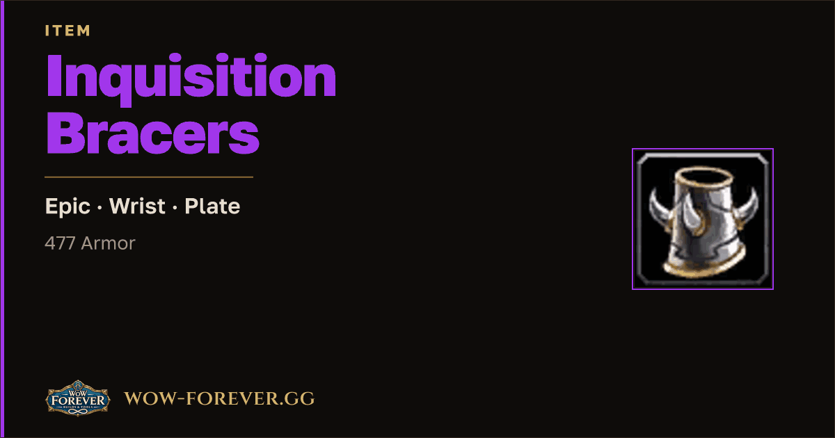 The preview card for Inquisition Bracers