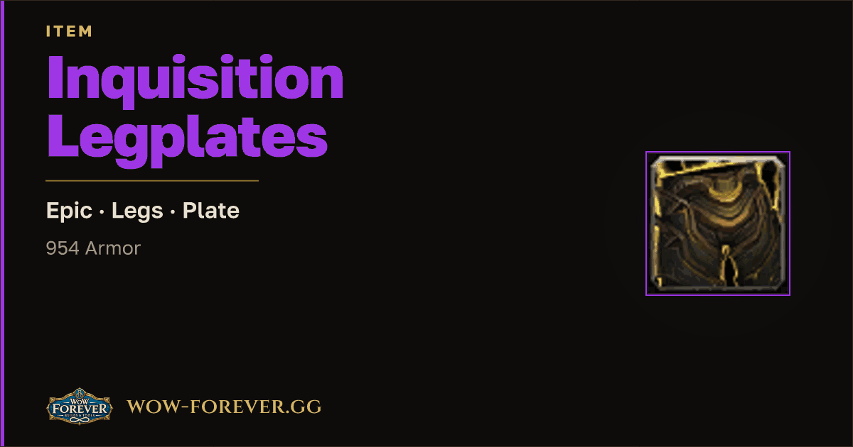 The preview card for Inquisition Legplates