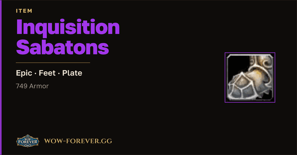 The preview card for Inquisition Sabatons